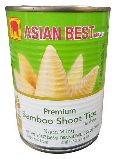 Asian Best Brand - Premium Bamboo Shoot Tips in Water, 1.25 Pounds, (1 Can)