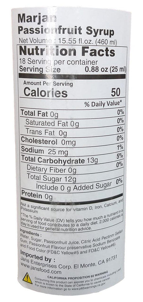 Marjan Boudoin - Squash Rasa Markisa Syrup, 15.55 Ounces, (1 Bottle) - Mighty Depot