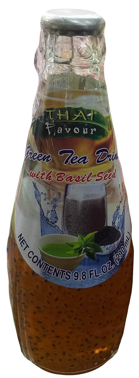 Thai Flavor - Green Tea Drink with Basil Seeds, 9.8 Ounces, (1 Bottle) - Mighty Depot