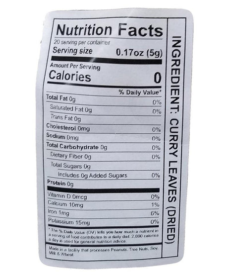 Keshav - Dry Curry Leaves, 3.5 Ounces, (1 Bag) - Mighty Depot