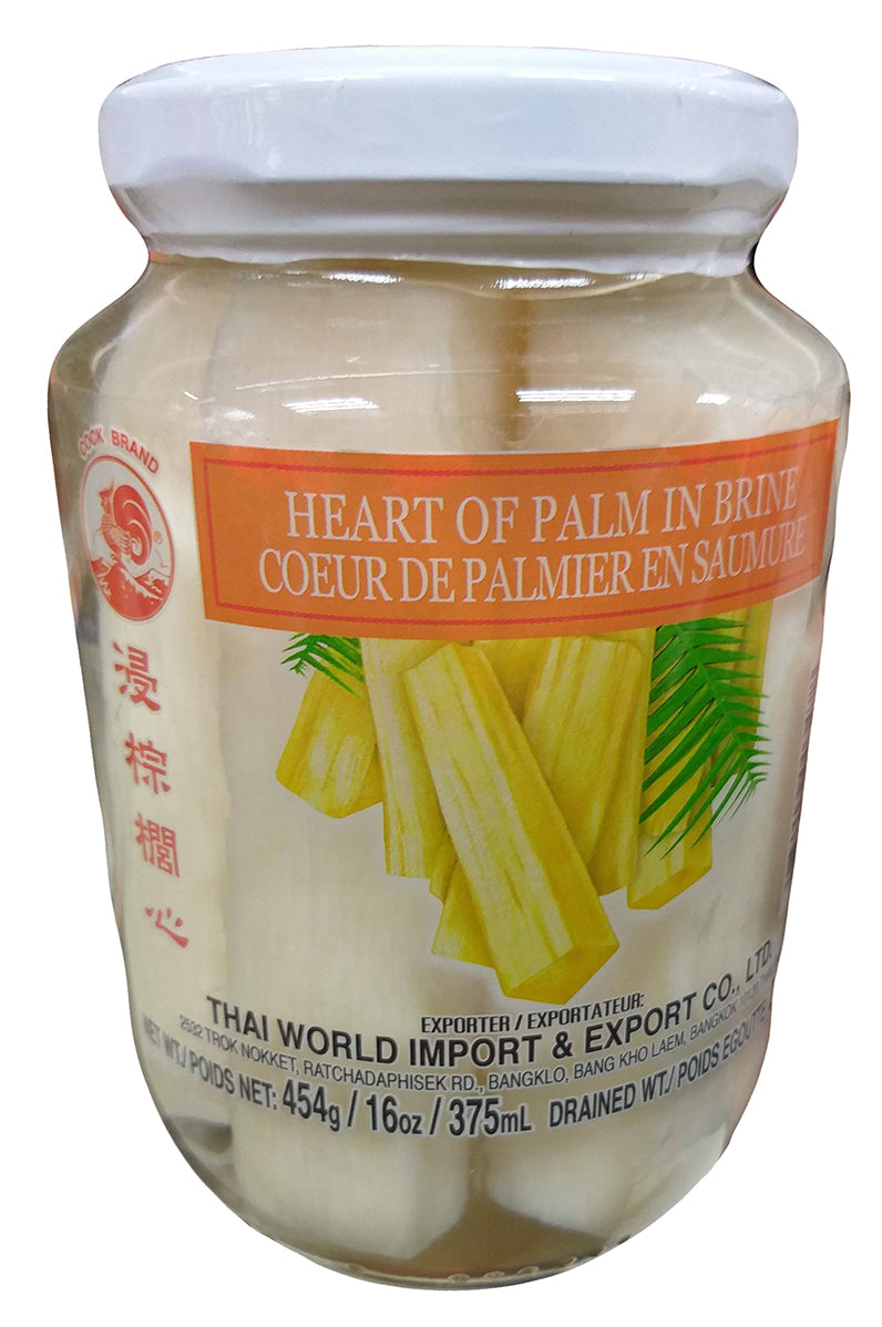 Cock Brand - Heart of Palm in Brine, 1 Pound, (1 Jar)
