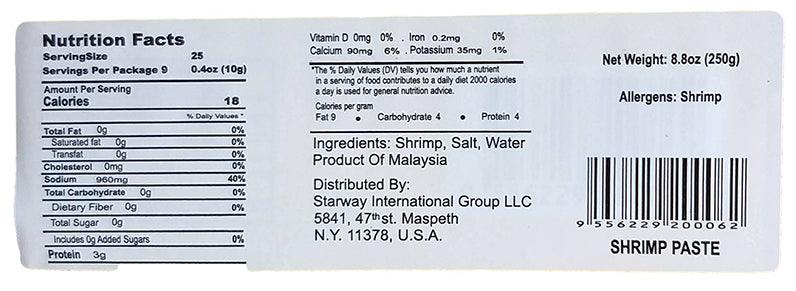 Shrimp and 6A Brand - Belacan, 8.8 Ounces, (1 Bag) - Mighty Depot