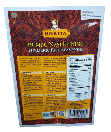 Kokita - Bumbu Nasi Kuning Turmeric Rice Seasoning, 2.11 Ounces, (1 Pouch) - Mighty Depot