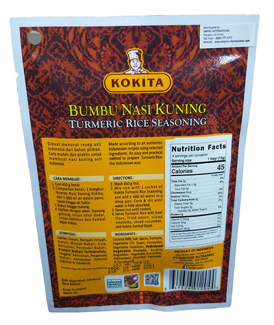 Kokita - Bumbu Nasi Kuning Turmeric Rice Seasoning, 2.11 Ounces, (1 Pouch)