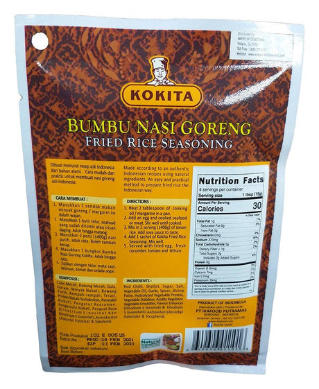 Kokita - Bumbu Nasi Goreng Fried Rice Seasoning (Hot), 2.11 Ounces, (1 Pouch) - Mighty Depot