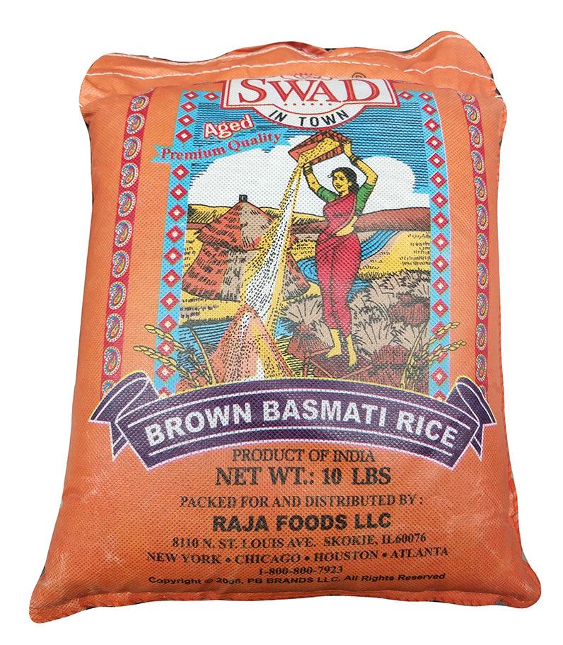 Swad - Brown Basmati Rice, 10 Pounds, (1 Bag) - Mighty Depot