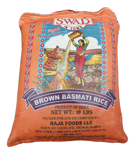 Swad - Brown Basmati Rice, 10 Pounds, (1 Bag) - Mighty Depot