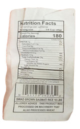 Swad - Brown Basmati Rice, 10 Pounds, (1 Bag) - Mighty Depot