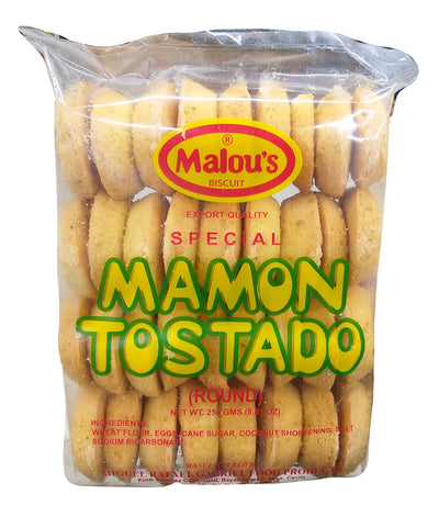 Malou's Biscuit - Special Mamon Tostado (Round), 8.81 Ounces, (1 Bag)