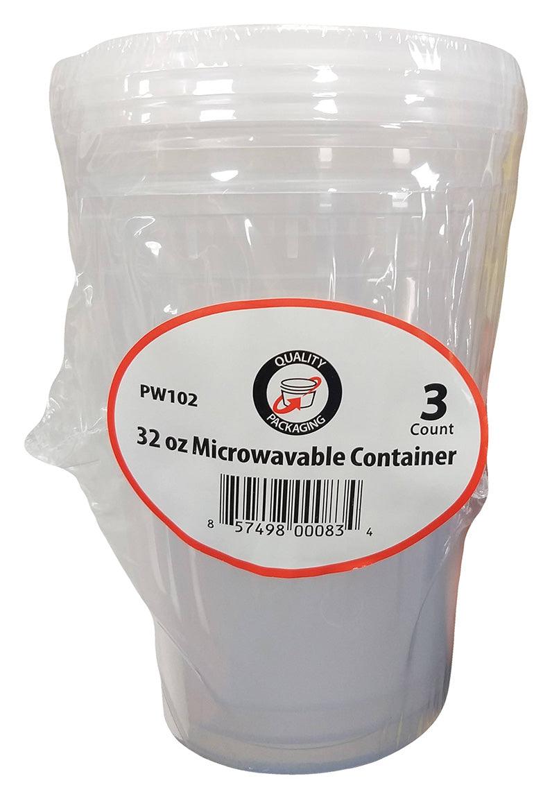 Quality Packaging - 32 Ounce Microwaveable Container, (3 Pieces) - Mighty Depot