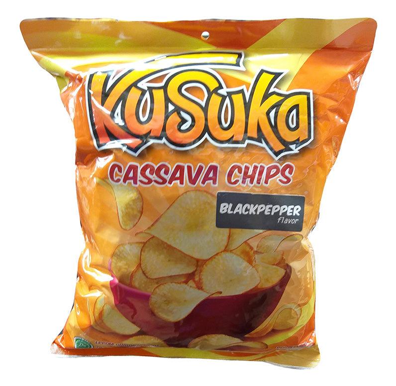 Kusuka - Cassava Chips (Black Pepper), 7 Ounces, (1 Bag) - Mighty Depot