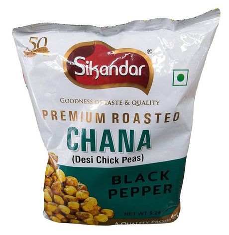 Sikandar - Premium Roasted Chana Desi Chick Peas (Black Pepper), 5.29 Ounces, (1 Bag) - Mighty Depot