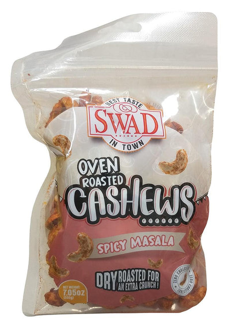 Swad - Oven Roasted Cashews (Spicy Masala), 7.05 Ounces, (1 Bag) - Mighty Depot