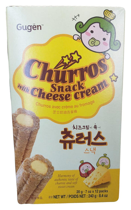 Gugen - Churros Snack with Cheese Cream, 8.4 Ounces, (1 Box) - Mighty Depot