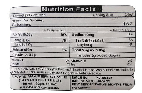 Lay's - Wafer Style Sundried Chili, 2.11 Ounces, (1 Bag) - Mighty Depot