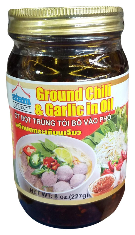 Siam Select - Ground Chili and Garlic in Oil, 8 Ounces, (1 Jar) - Mighty Depot