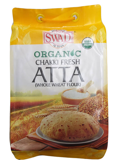 Swad - Organic Whole Wheat Flour, 10 Pounds, (1 Bag)