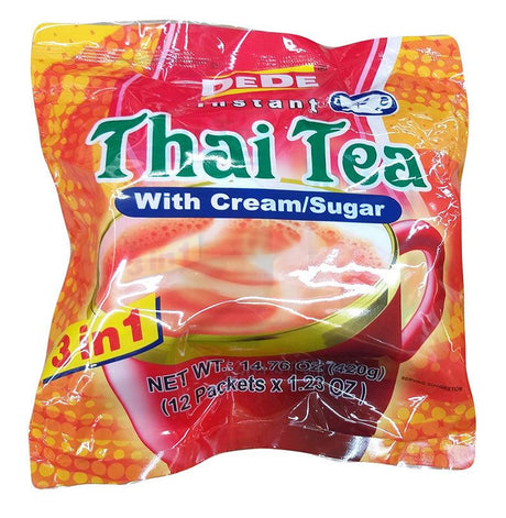 Dede - Instant Thai Tea with Cream and Sugar, 14.76 Ounces (1 Bag of 12 Packets) - Mighty Depot