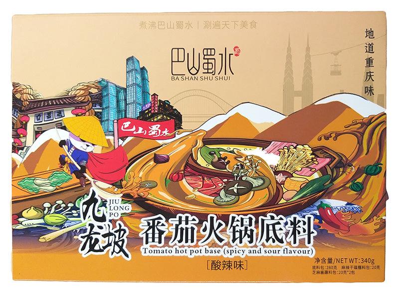 Bashan Shu Shui - Tomato Hot Pot Base (Spicy and Sour), 11.9 Ounces (1 Box) - Mighty Depot