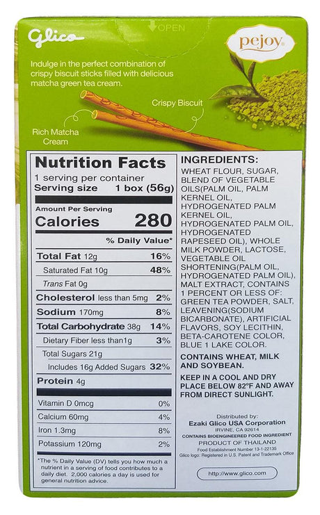 Glico - Green Tea Cream Filled Biscuit Sticks, 1.98 Ounces (1 Box) - Mighty Depot