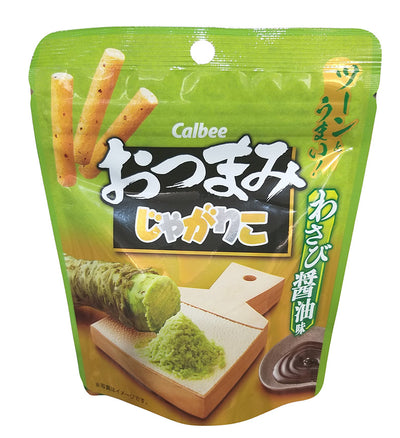 Calbee - Otsumami Jagariko (Wasabi Soy Sauce), 1.34 Ounces (1 Pouch)