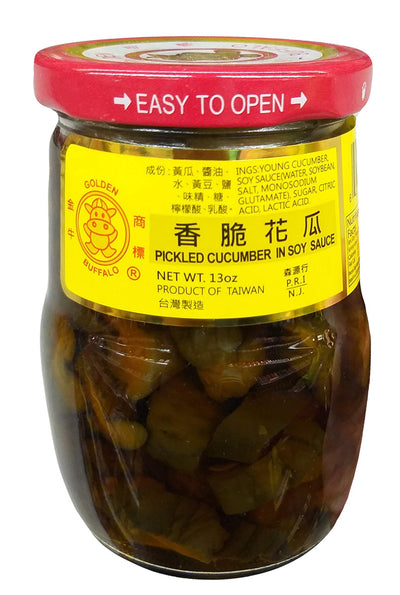 Golden Buffalo - Pickled Cucumber in Soy Sauce, 13 Ounces (1 Jar)
