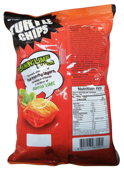 Orion - Turtle Chips - Flamin' Lime , 5.64 Ounces (1 Bag)