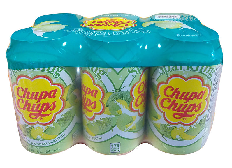 Chupa Chups - Melon and Cream Flavored Drink, 4.37 Pounds (1 Pack of 6 Cans)