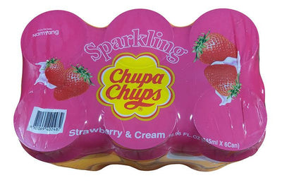 Chupa Chups - Strawberry and Cream Flavored Drink, 4.37 Pounds (1 Pack of 6 Cans)