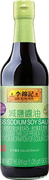Lee Kum Kee Less Sodium Soy Sauce 16.9 fl oz (500ml)香港李锦记 减盐酱油, No Added Preservatives, Non-GM Soybeans, Vegan (3 Packs)
