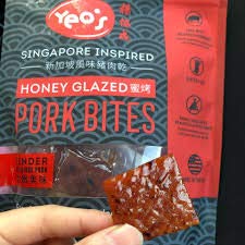 Yeo's Pork Bites Honey Glazed & Honey Sriracha (2 packs X 4oz) - Singapore Inspired Snacks