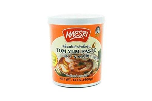 Maesri Tom Yum Paste - Authentic Thai Soup Base - Hot & Sour, 14 Ounce - Mighty Depot