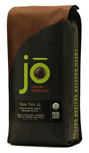 NEW YORK JO: 12 oz, Medium Dark Roast Organic Ground Coffee, 100% Arabica Coffee, USDA Certified Organic, NON-GMO, Fair Trade Certified, Gluten Free, Gourmet Coffee from Jo Coffee - Mighty Depot