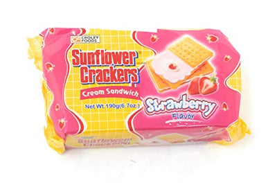 Croley Foods Sunflower Crackers Cream Sandwich, Strawberry Flavor, 7-Pack, 6.7 oz (190g)