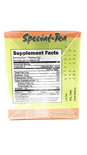 Special Tea Exotic Soursop/Guyabano/Graviola Tea, 30 tea bag/box, (PACK OF 2) for a TOTAL OF 60 TEA BAGS
