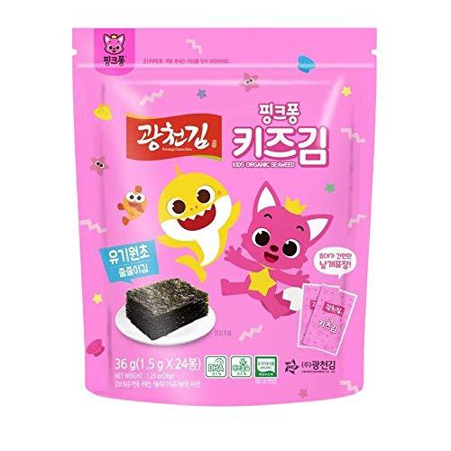 Pinkpong Kids Organic Seasoned Seaweed - 1.5g x 24 pack - Mighty Depot