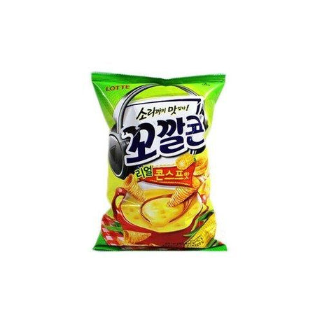 Lotte Kko Kkal Corn Chips - Real Corn Soup Flavor (Pack of 3) - Mighty Depot