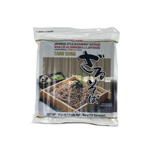 Shirakiku Zaru Soba Noodles | Japanese Style Dried Buckwheat Flavor Instant Noodles | Contains Wheat Flour | Low in Calories Easy to cook Soba Noodles 900g/31.8oz (10 Servings)