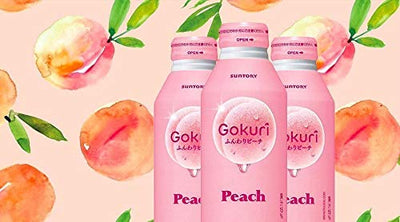 [Product of Japan] Suntory Gokuri Peach ふんわりピーチ, Non Carbonated Soft Drink - 14.1 Fl Oz | Pack of 12 Aluminum Bottle