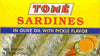 4 Packs Tome Sardines (In Olive Oil w/ Pickle Flavor) 125g Ea