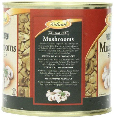 Roland Foods Canned Sliced Button Mushrooms, Specialty Imported Food, 16-Ounce Can