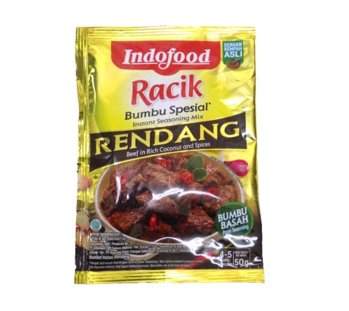 Indofood Rendang - Beef in Chili & Coconut Seasoning, 50 Gram (Pack of 4)