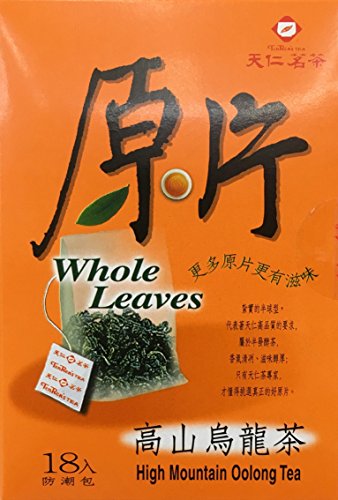 TenRen High Mountain Oolong Tea, Whole Leaves, 18 Tea Bags (Pack of 2)