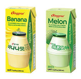 Biggrae Flavored Milk Series; Banana(6) & Melon(6) 6.8 Fl oz; 12 Packs (Each Flavor 6 Packs) - Mighty Depot