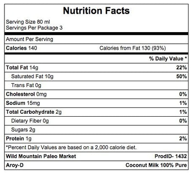 Aroy-D 100% Coconut Milk, BPA-free, - 8.5 Oz Packages (32-pack), Paleo Compliant