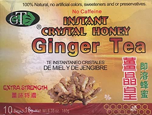 Instant Crystal Honey Ginger Tea Extra Strength 100% Natural from China 10 Bags - No Caffeine - All Natural Tea