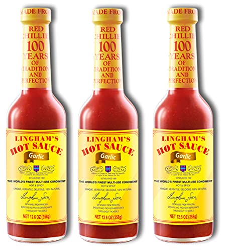 Lingham's Hot Sauce With Garlic, 12-Ounce Bottle (Pack of 3)