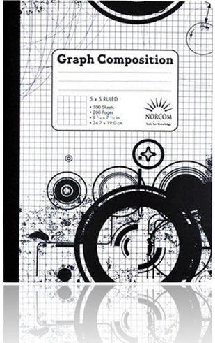 5 x 5 Ruled Graph Composition Book (Black and White Patterned) - Mighty Depot