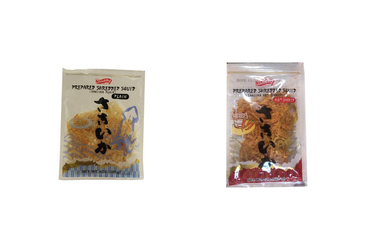 Combo Pack : 1 Saki ika Plain (Prepared Shredded Squid) 1 Sai ika Hot Smoked (Prepared Shredded Squid) - Mighty Depot