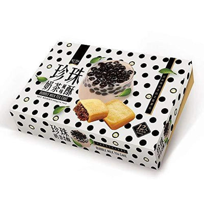 Royal Family Bubble Milk Tea Cake 12.7oz (360g) 12ct Per Box Individually Wrapped- japenese taiwanese boba pearl tapioca drink wagashi snack dessert dagashi brown sugar cake thai (1 Pack)